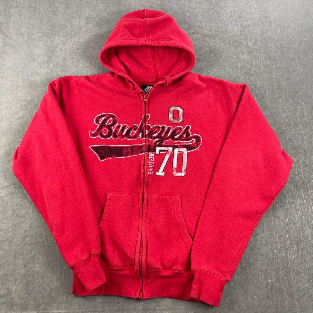 Ohio‎ State Buckeyes 4th and 1 Men M Red Full Zip Hoodie Graphic Sweatshirt